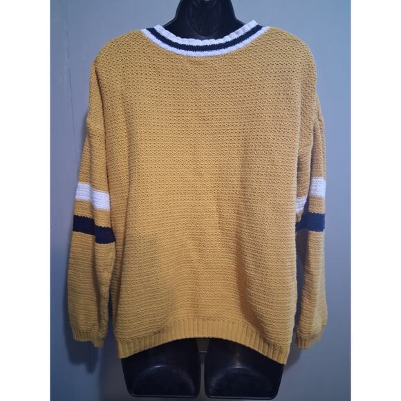 Forever 21 Cardigan 2X Mustard Yellow Light Academia Tennis Preppy Soriety - Picture 5 of 11